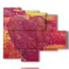 painting with painted heart in various shapes - version: 5 pannelli 104x90cm