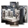 paintings with home writing and lights - version: 5 pannelli 89x85cm