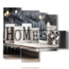 quadri con scritta home e luci - version: 5 pannelli 104x90cm