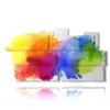 modern blue green yellow and red paintings - version: 11 pannelli 197x106cm