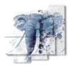 tableau avec des images d elephants stylises - version: 5 pannelli 106x98cm