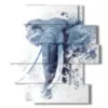 painting with stylized elephant images - version: 11 pannelli 137x151cm