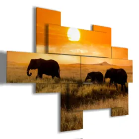 Painting with sunset elephants photo