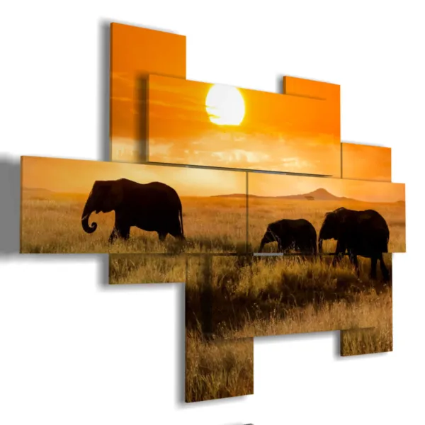 Painting with sunset elephants photo