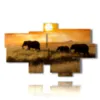 painting with photos of elephants at sunset - version: 8 pannelli 185x109cm