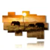 tableau avec photos d elephants au coucher du soleil - version: 10 pannelli 186x115cm