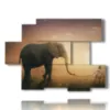 tableau photo elephant et bebe - version: 6 pannelli 129x94cm