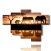 painting with photos of elephants family - version: 6 pannelli 136x94cm