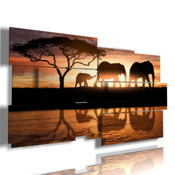 Paintings of elephants family