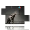 bild mit foto elefant und ball - version: 5 pannelli 128x85cm