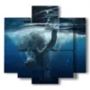 tableau avec des images d elephant dans l eau - version: 5 pannelli 89x85cm