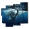 tableau avec des images d elephant dans l eau - version: 5 pannelli 106x98cm