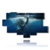painting with images of elephant in water - version: 11 pannelli 204x116cm
