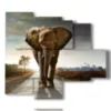 tableau avec des images d elephants colorees - version: 5 pannelli 104x90cm