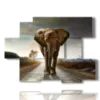 tableau avec des images d elephants colorees - version: 6 pannelli 129x94cm