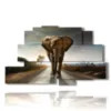 tableau avec des images d elephants colorees - version: 9 pannelli 173x103cm