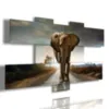 Painting with images of a colorful elephant