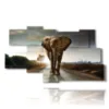 tableau avec des images d elephants colorees - version: 9 pannelli 180x103cm