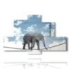 painting with equilibrist elephant images - version: 6 pannelli 135x85cm