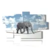 painting with equilibrist elephant images - version: 9 pannelli 182x107cm