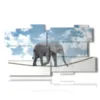 painting with equilibrist elephant images - version: 11 pannelli 184x104cm