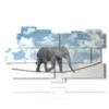 painting with equilibrist elephant images - version: 11 pannelli 198x112cm
