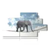 painting with equilibrist elephant images - version: 12 pannelli 220x119cm