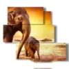 modern paintings with elephants in the family - version: 5 pannelli 104x92cm