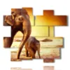 modern paintings with elephants in the family - version: 14 pannelli 176x153cm