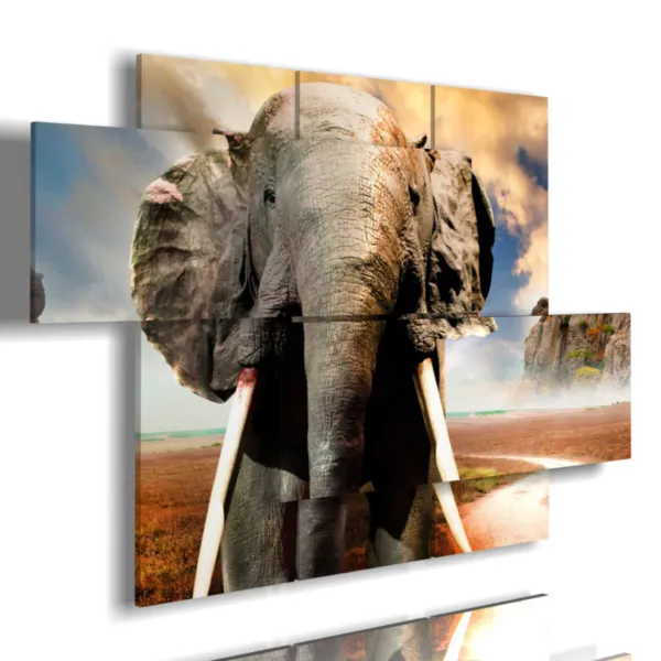 Painting with a photo of an African elephant