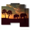 painting with elephant images - version: 5 pannelli 89x77cm