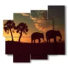 painting with elephant images - version: 5 pannelli 106x98cm