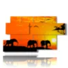 tableau avec des images d elephants pour enfants au coucher du soleil - version: 7 pannelli 157x90cm