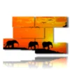 tableau avec des images d elephants pour enfants au coucher du soleil - version: 8 pannelli 173x100cm