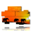 painting with elephant images for children at sunse - version: 10 pannelli 176x115cm