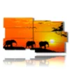 caja con imagenes de elefantes para ninos al atardecer - version: 10 pannelli 183x100cm