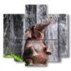 quadro con immagine di elefante simpaticone - version: 5 pannelli 89x85cm