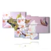 abstract paintings with butterflies in a bouquet of flowers - version: 7 pannelli 171x102cm