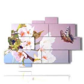 tableaux abstraits avec des papillons