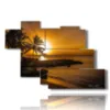 imagen del mar al atardecer con palmeras - version: 7 pannelli 150x102cm