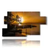 imagen del mar al atardecer con palmeras - version: 7 pannelli 157x90cm