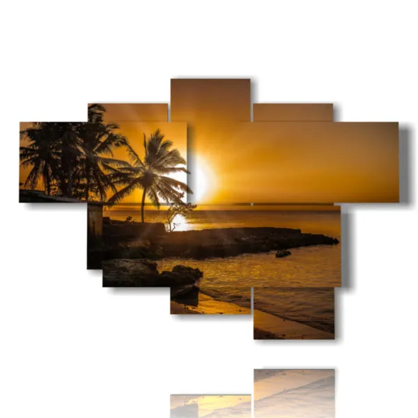 cuadro mar atardecer