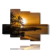 painting sea sunset with palm trees - version: 6 pannelli 135x96cm