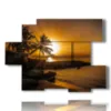 quadro mare tramonto con palme - version: 6 pannelli 129x94cm