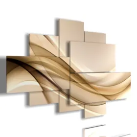 Modern beige velvet wave paintings