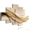 cuadros modernos beige de seda con ondas