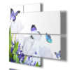 tableau avec papillons 3d et fleurs violettes