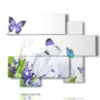 corazon con mariposas 3d y flores de color purpura - version: 6 pannelli 127x102cm
