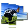 paintings 3d butterflies in a world sphere - version: 5 pannelli 104x90cm
