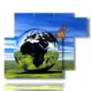 paintings 3d butterflies in a world sphere - version: 6 pannelli 122x96cm